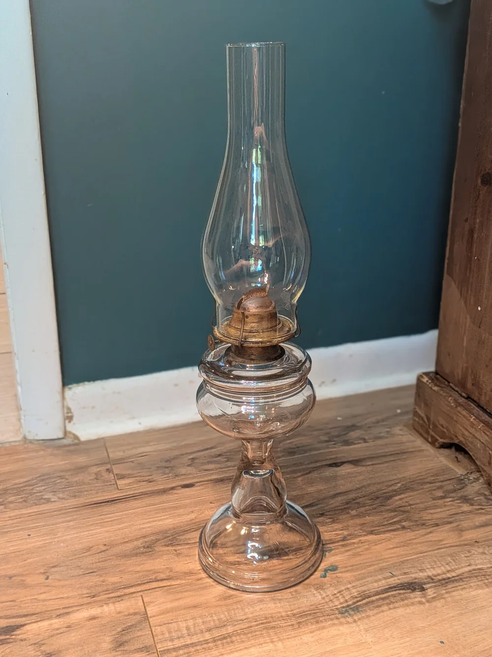 Clear Glass Vintage-Style Oil Lamp - Classic Home Accent